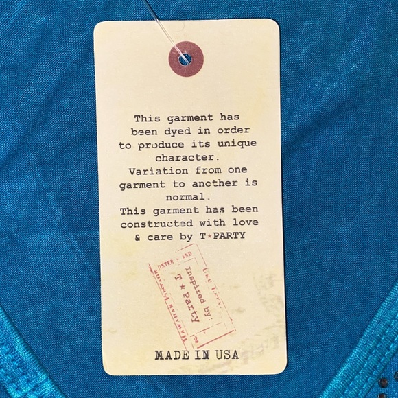 Teal country tank with fringe, size Large - Picture 5 of 6